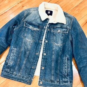 GStar G Star Raw plush blue denim coat jacket 
Trucker style medium winter